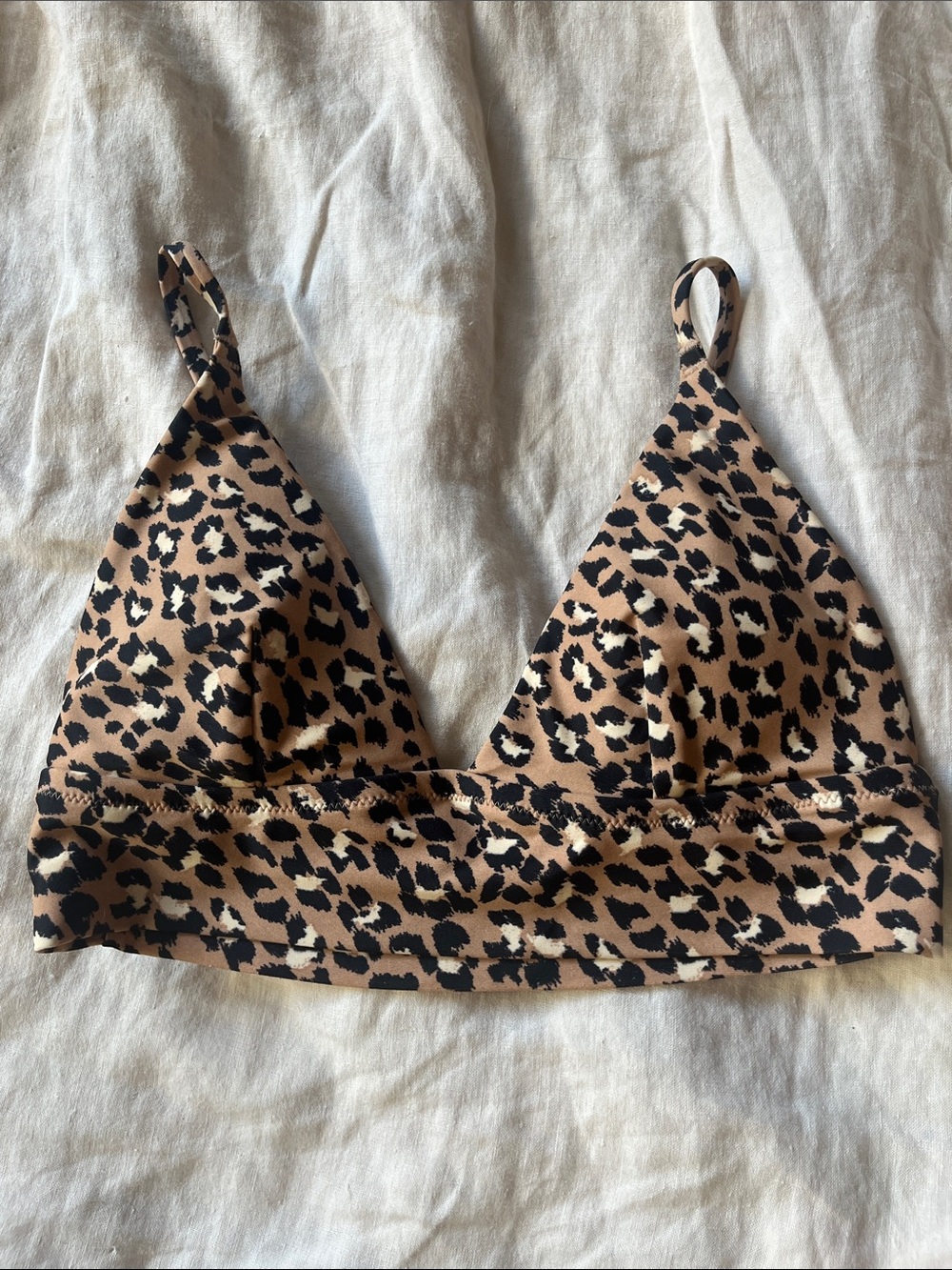 Aerie Leopard Print Triangle Bikini Top (size S)